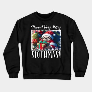 Merry Slothmas, Cute Animal Lover Christmas Sloth Her Kids Crewneck Sweatshirt